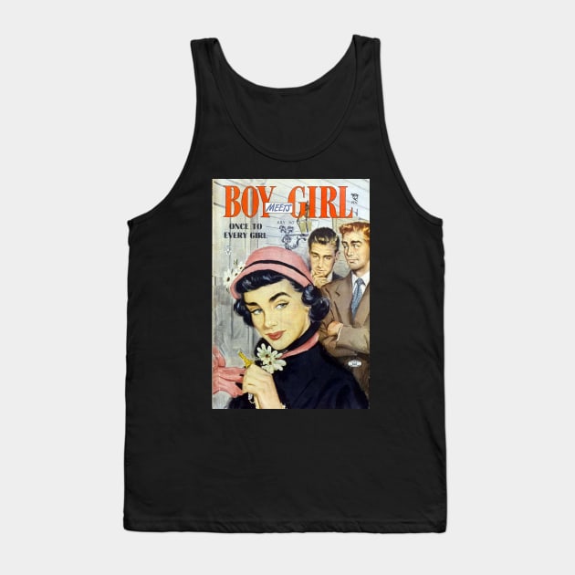 Vintage Romance Comic Book Cover - Boy Meets Girl Tank Top by Slightly Unhinged
